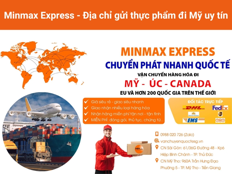 Minmax Express - Địa chỉ gửi thực phẩm đi Mỹ uy tín